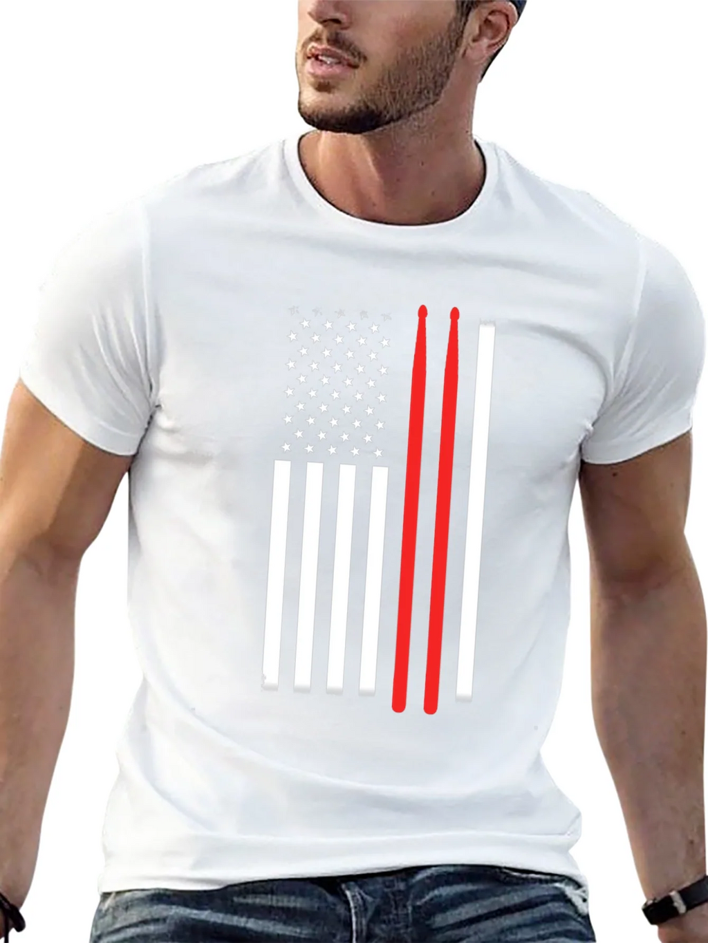 American Flag Drummer T-Shirt product image 10