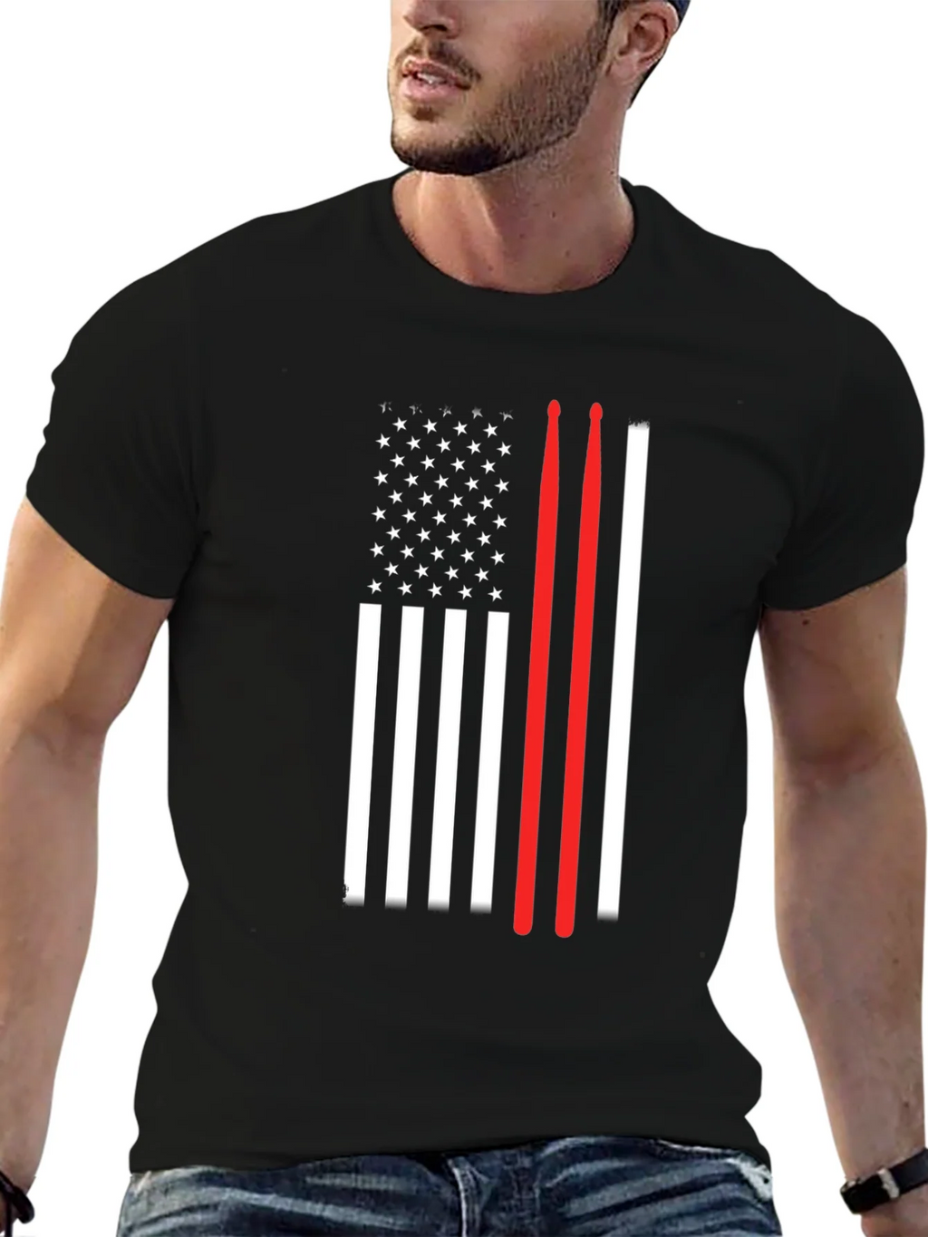 American Flag Drummer T-Shirt product image 6