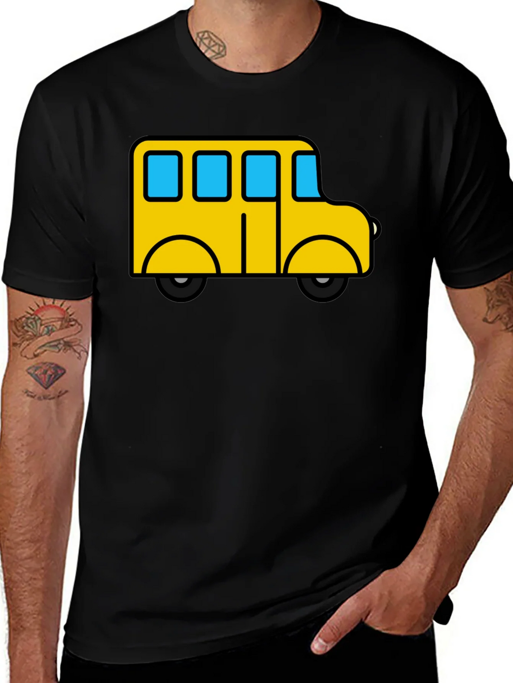 Cartoon Bus Graphic Tee - Black product image 1