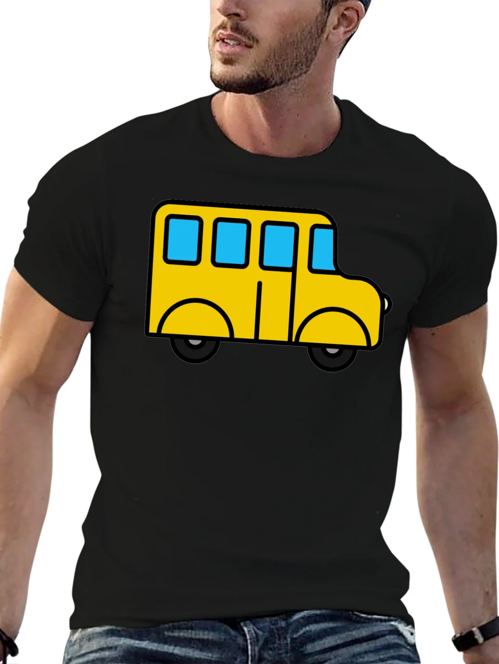 Cartoon Bus Graphic Tee - Black product image 6