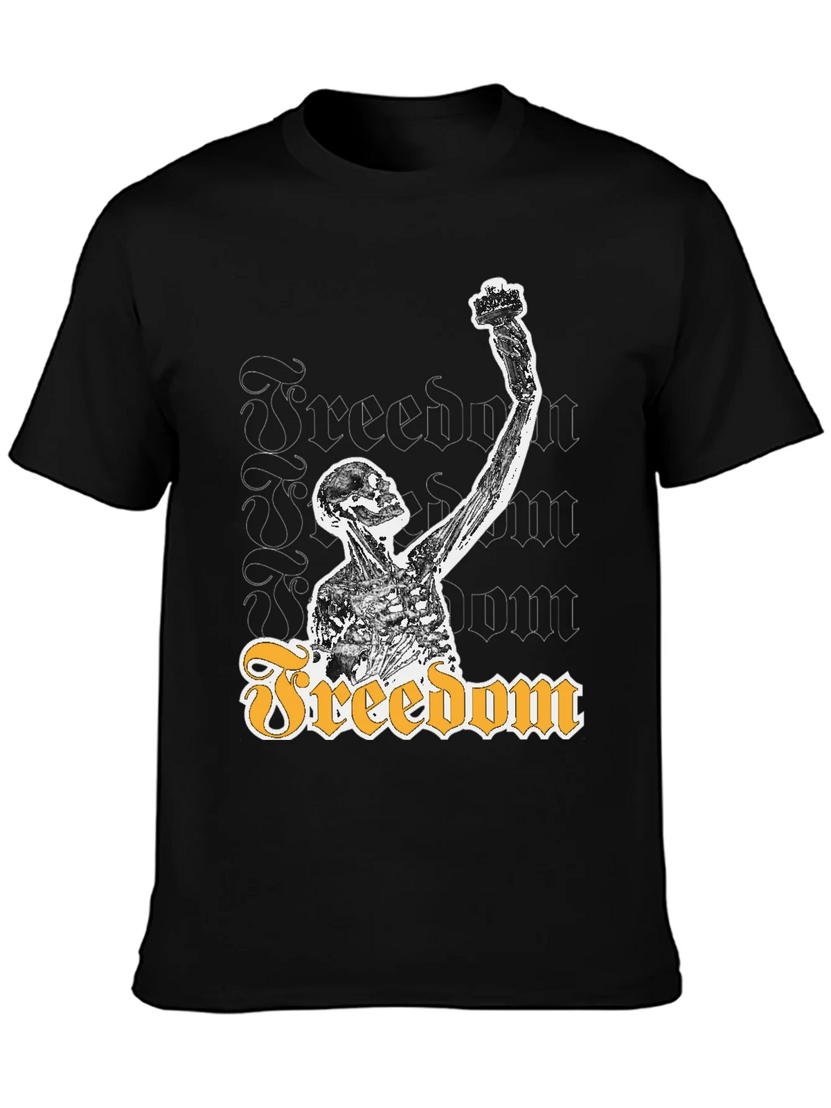 Freedom Skeleton Graphic Tee - Black Cotton T-Shirt product image 3
