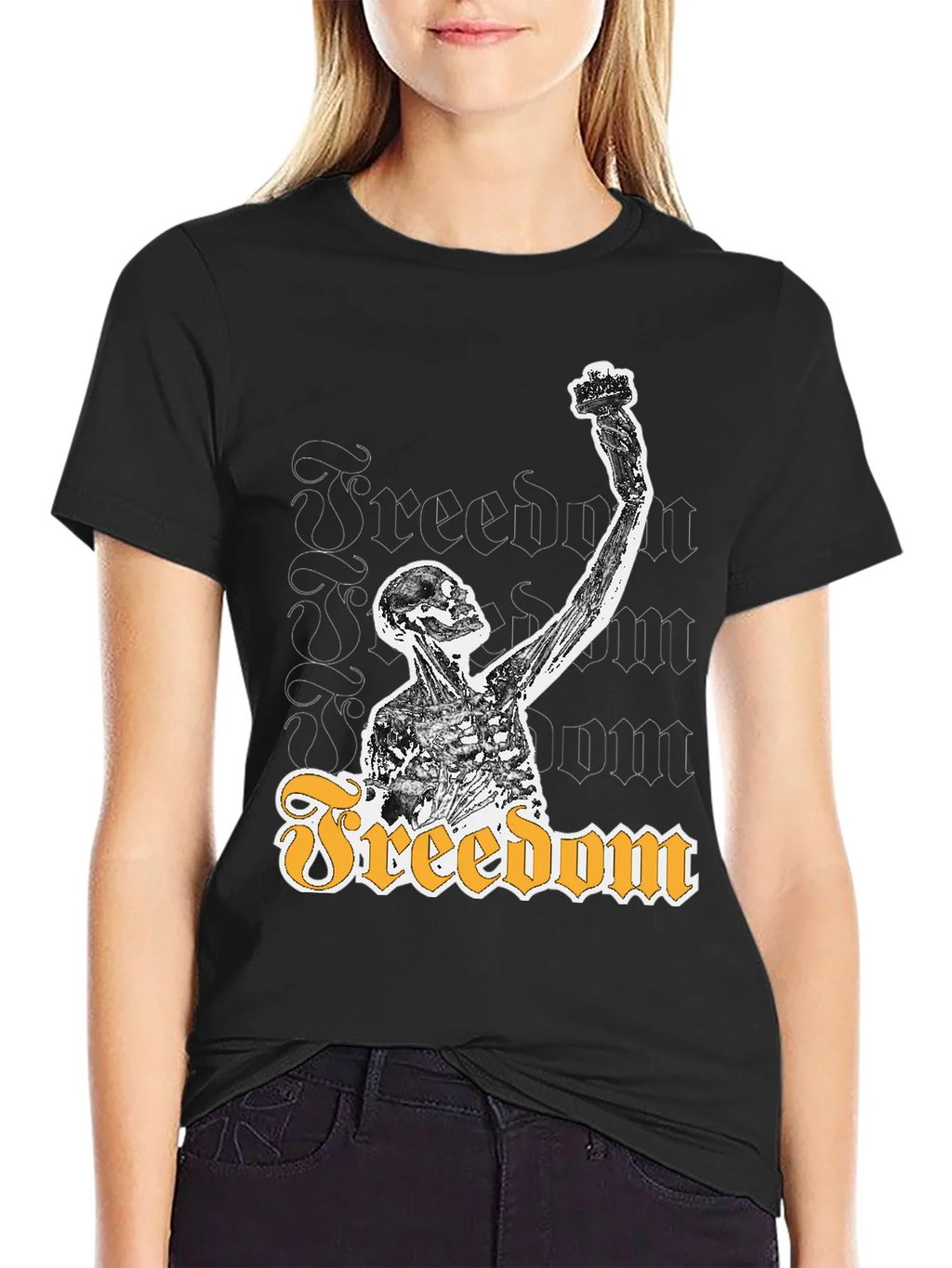 Freedom Skeleton Graphic Tee - Black Cotton T-Shirt product image 2