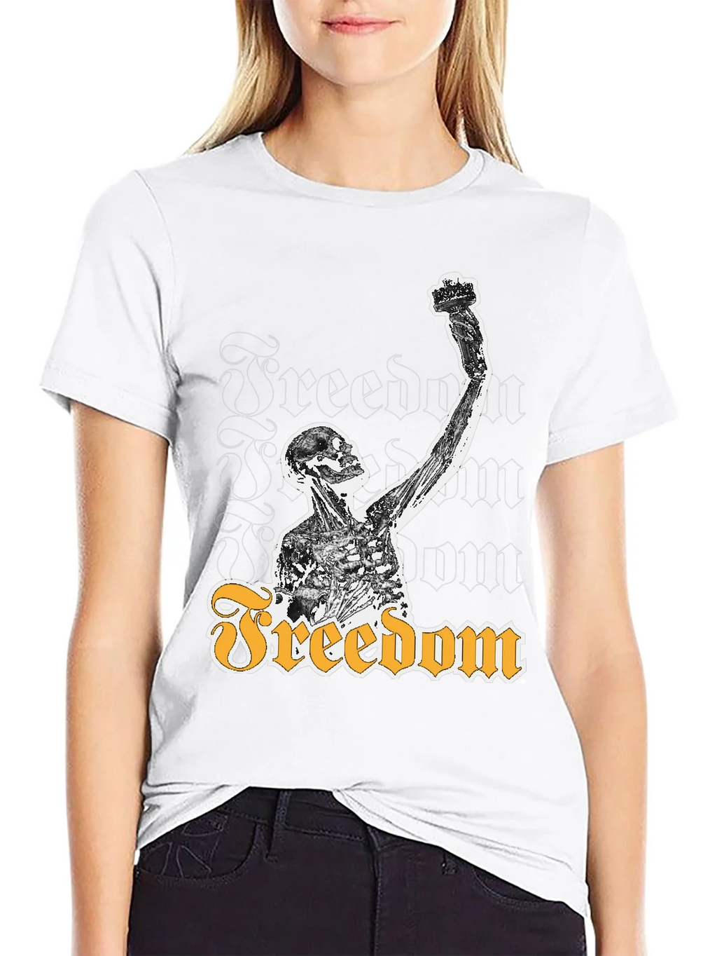 Freedom Skeleton Graphic Tee - Black Cotton T-Shirt product image 5