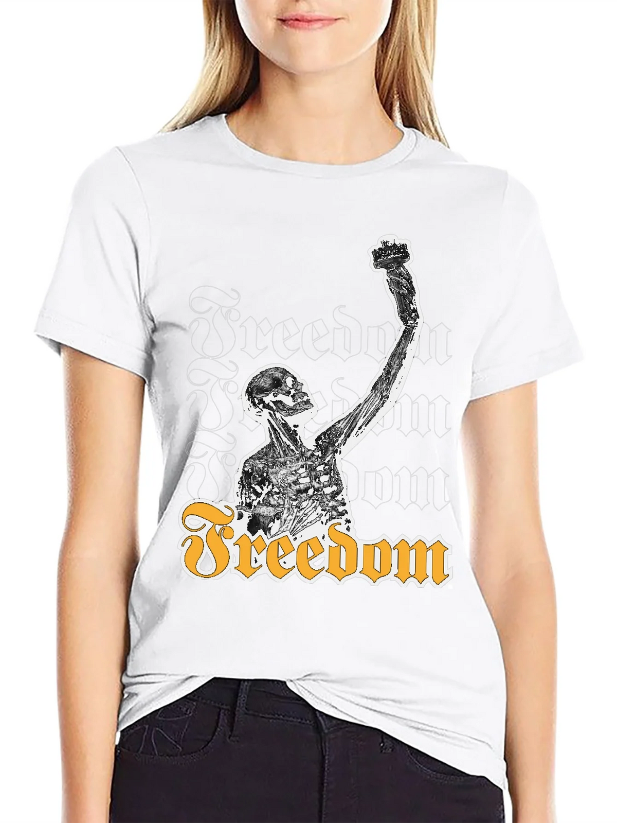 Freedom Skeleton Graphic Tee - Black Cotton T-Shirt product image 5