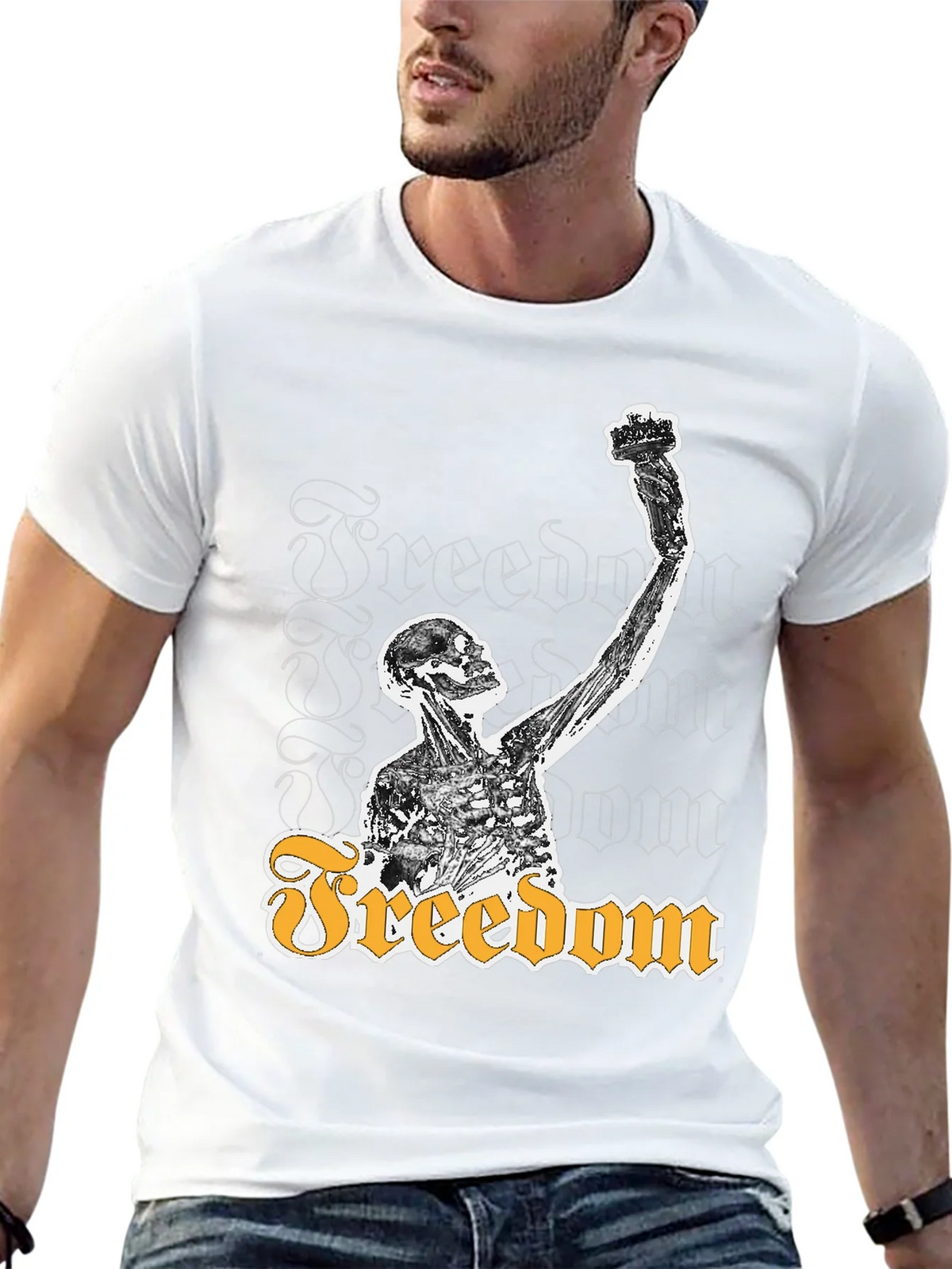 Freedom Skeleton Graphic Tee - Black Cotton T-Shirt product image 8