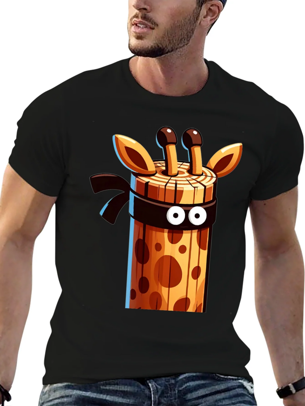 Ninja Giraffe Wooden Style Graphic Tee product image 5