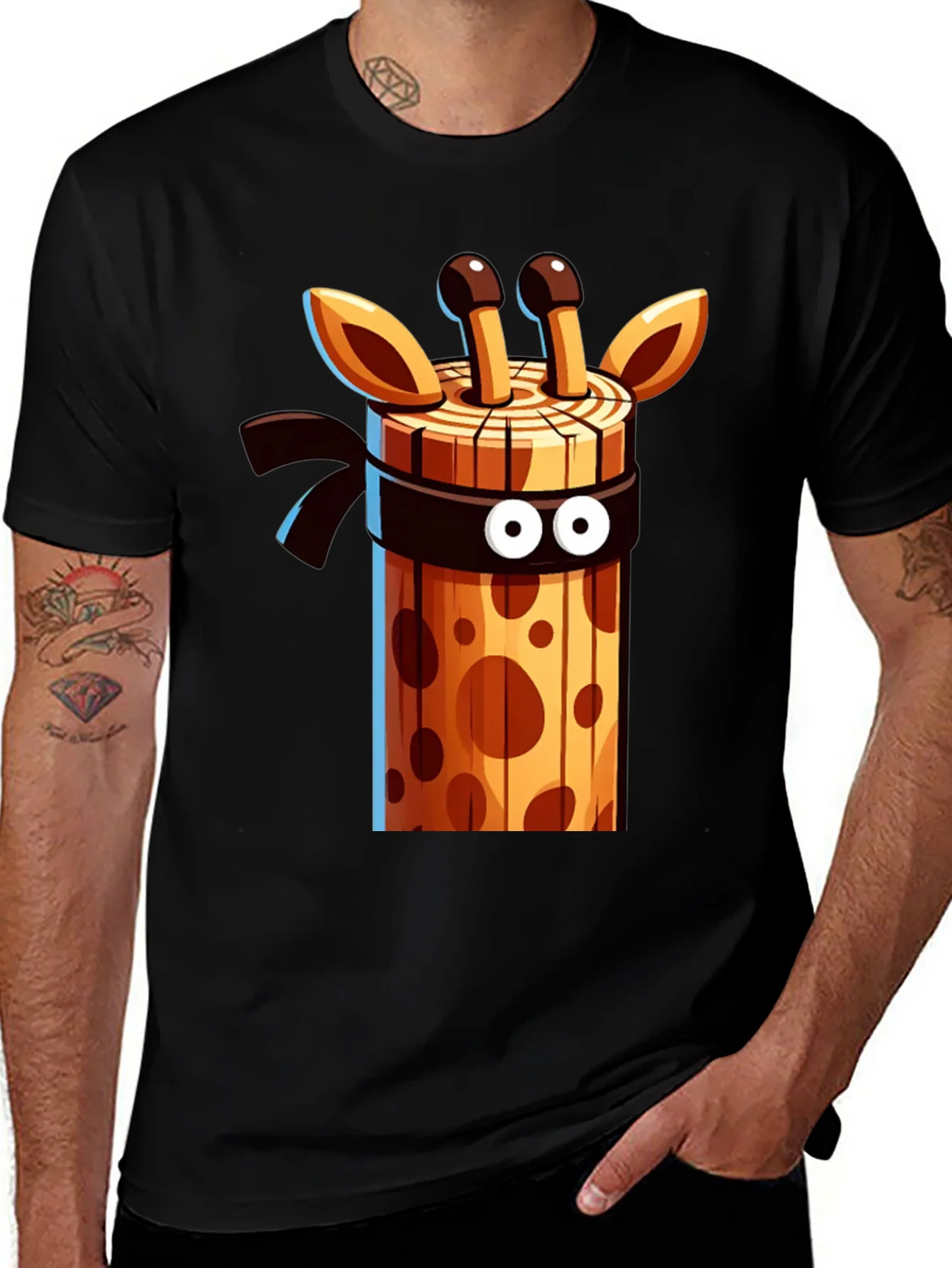 Ninja Giraffe Wooden Style Graphic Tee product image 1