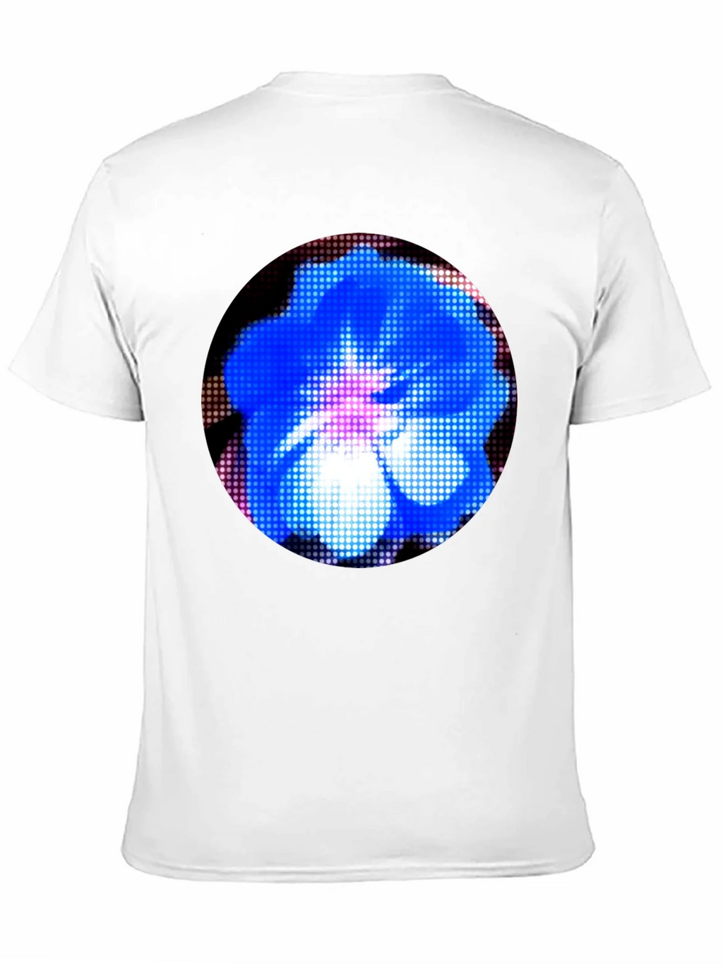 Blue Floral Pixel Art Graphic T-Shirt product image 1