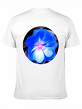 Blue Floral Pixel Art Graphic T-Shirt product image 1