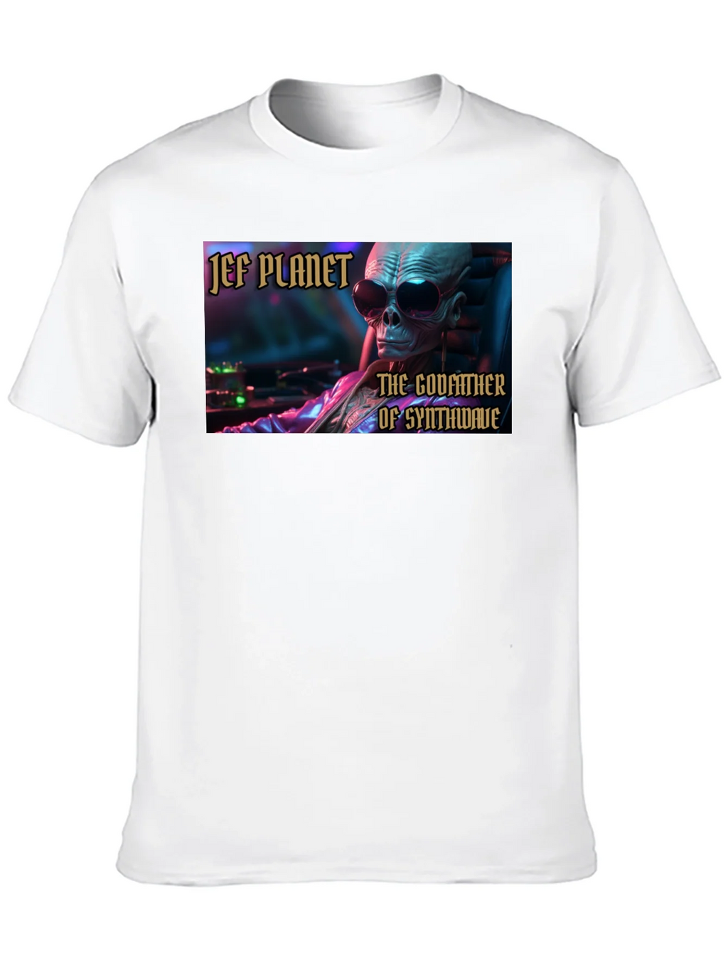 Jef Planet Godfather of Synthwave Black T-Shirt product image 5