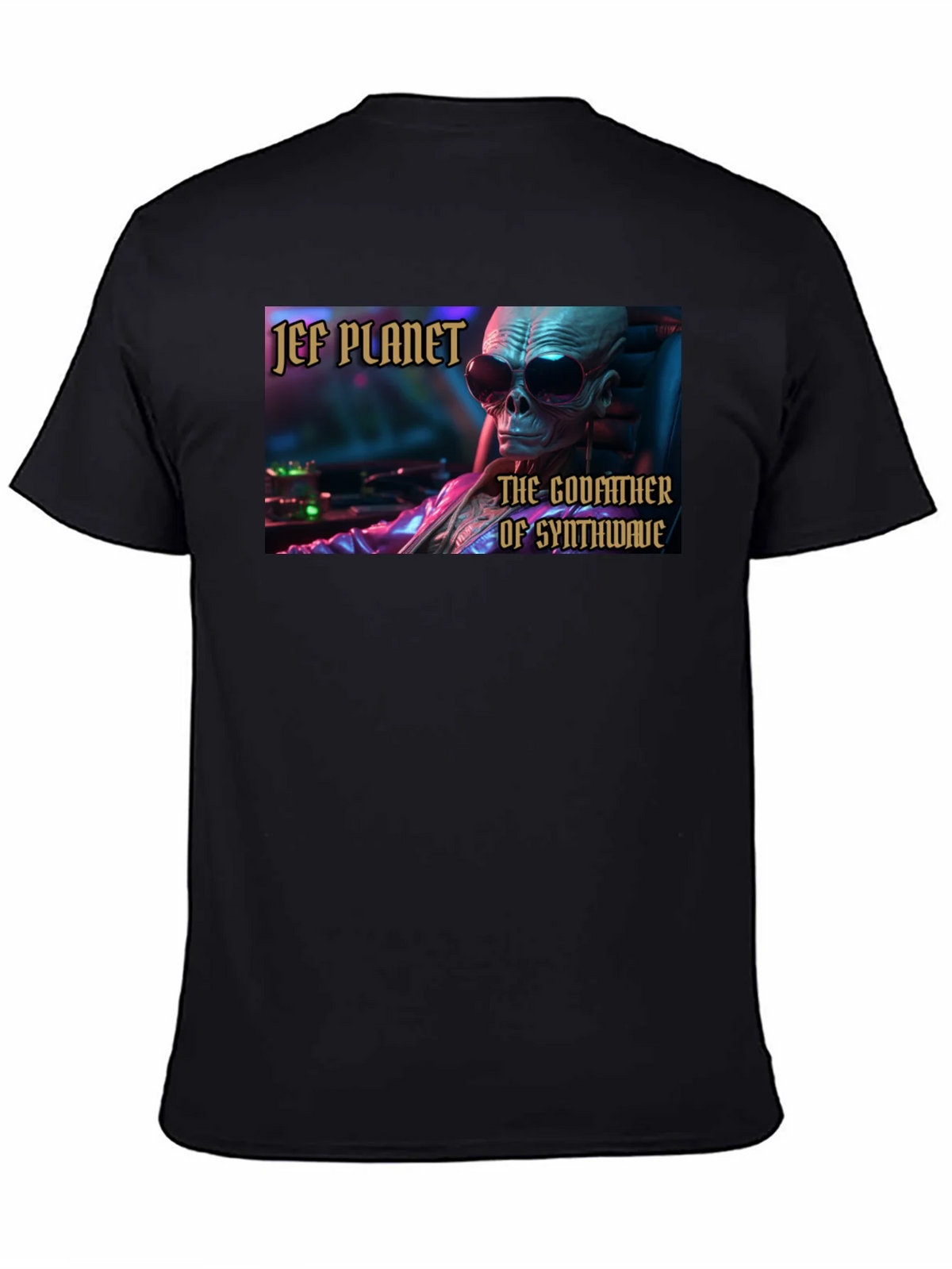 Jef Planet Godfather of Synthwave Black T-Shirt product image 1