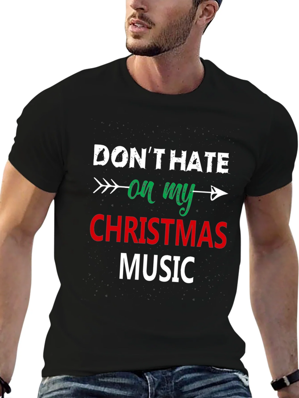 Dont Hate On My Christmas Music Black T-Shirt product image 5