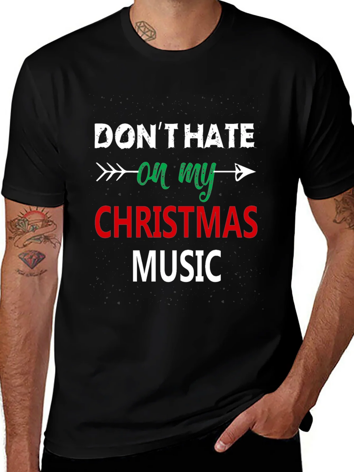 Dont Hate On My Christmas Music Black T-Shirt product image 1
