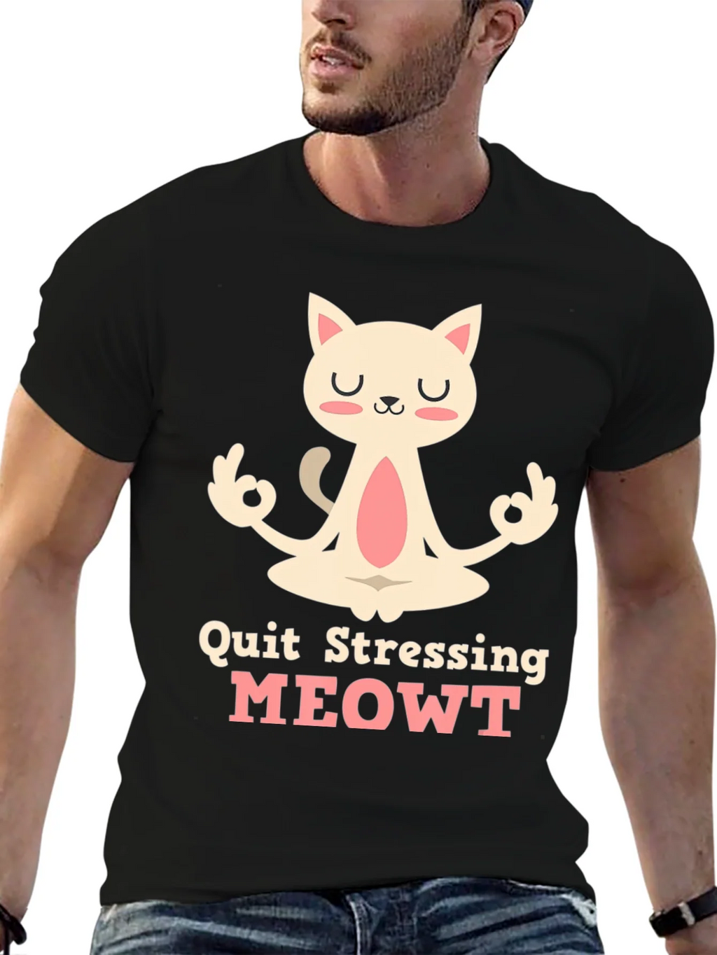 Relaxed Cat T-Shirt - Quit Stressing MEOWT product image 4