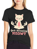 Relaxed Cat T-Shirt - Quit Stressing MEOWT product image 1