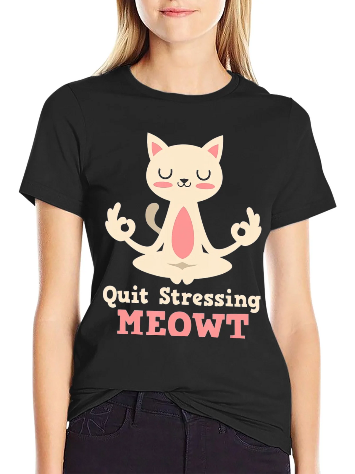 Relaxed Cat T-Shirt - Quit Stressing MEOWT product image 1