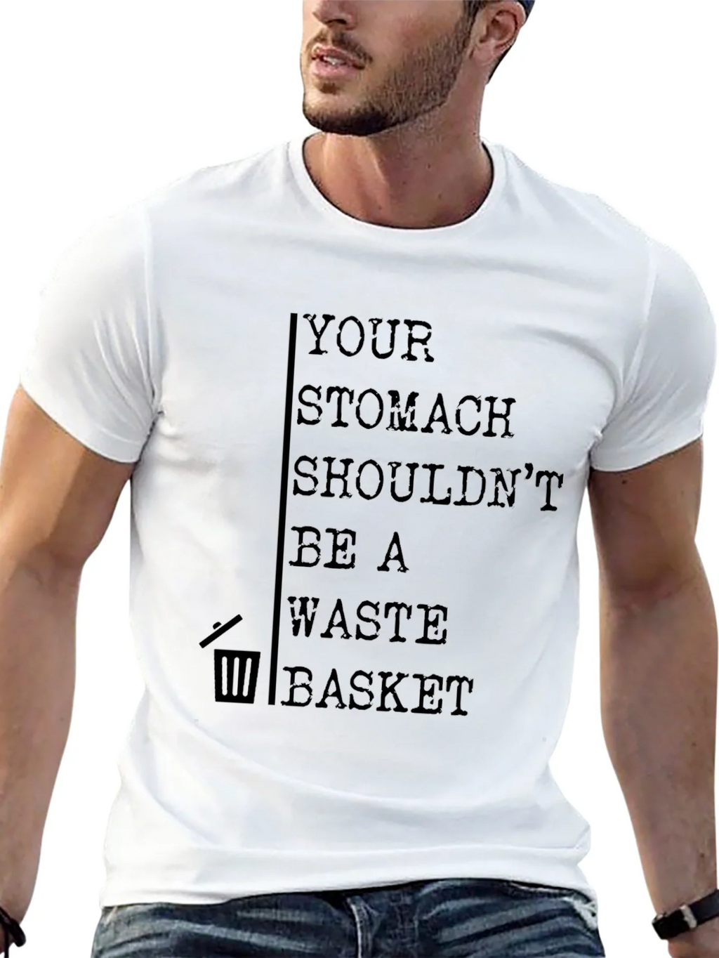 Humorous Stomach Waste Basket Graphic Tee product image 2