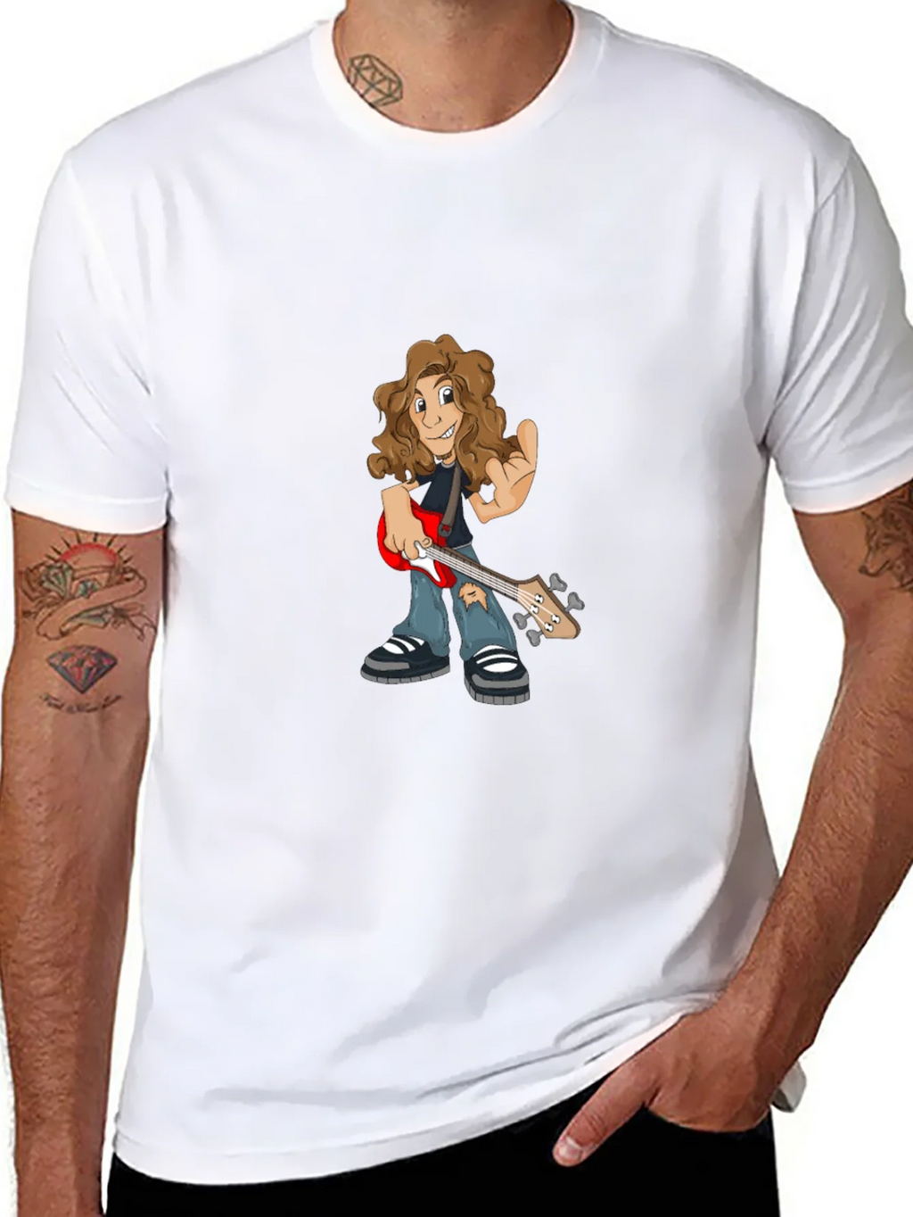 Cartoon Guitarist Graphic Tee product image 6