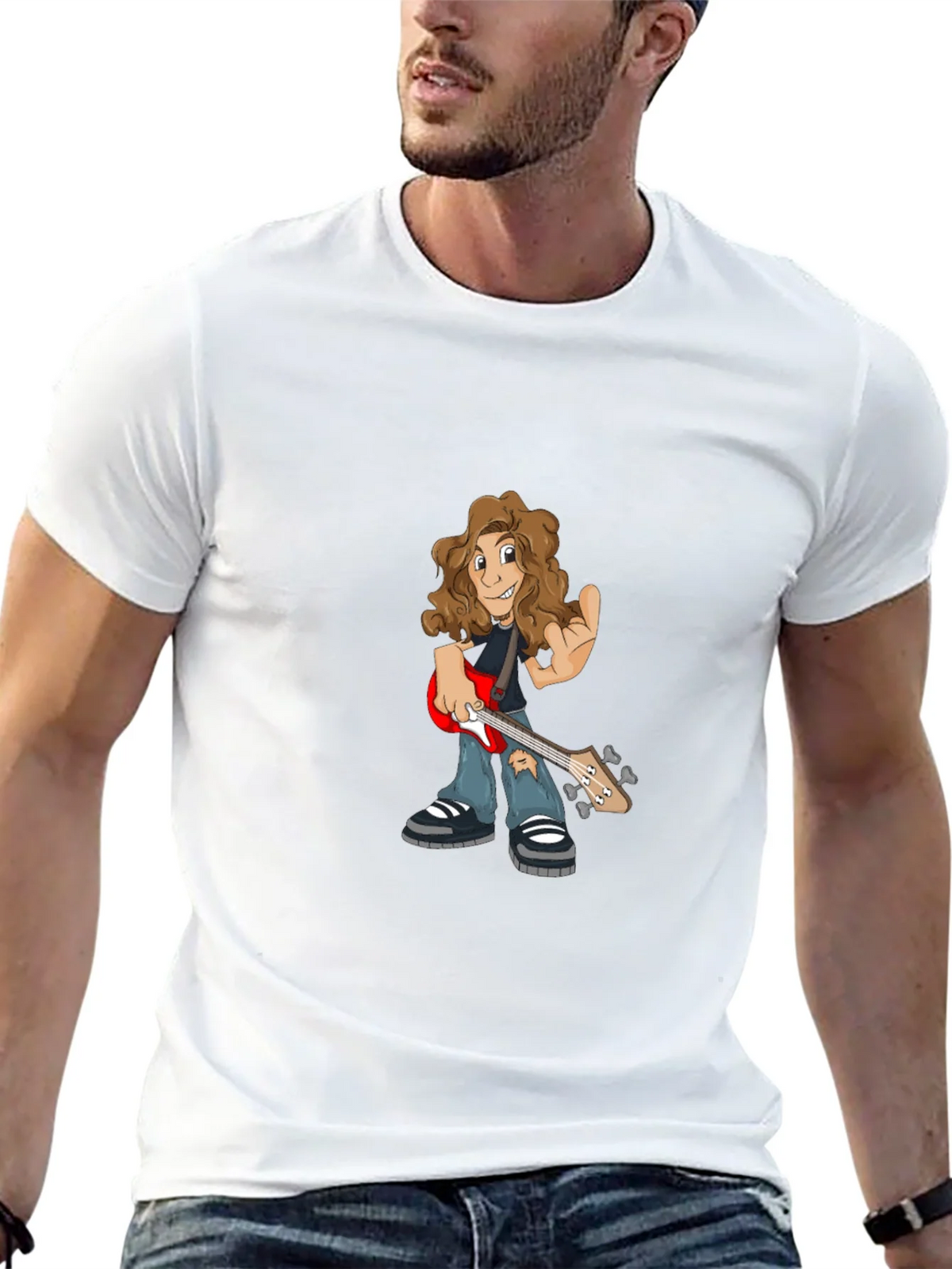 Cartoon Guitarist Graphic Tee product image 10