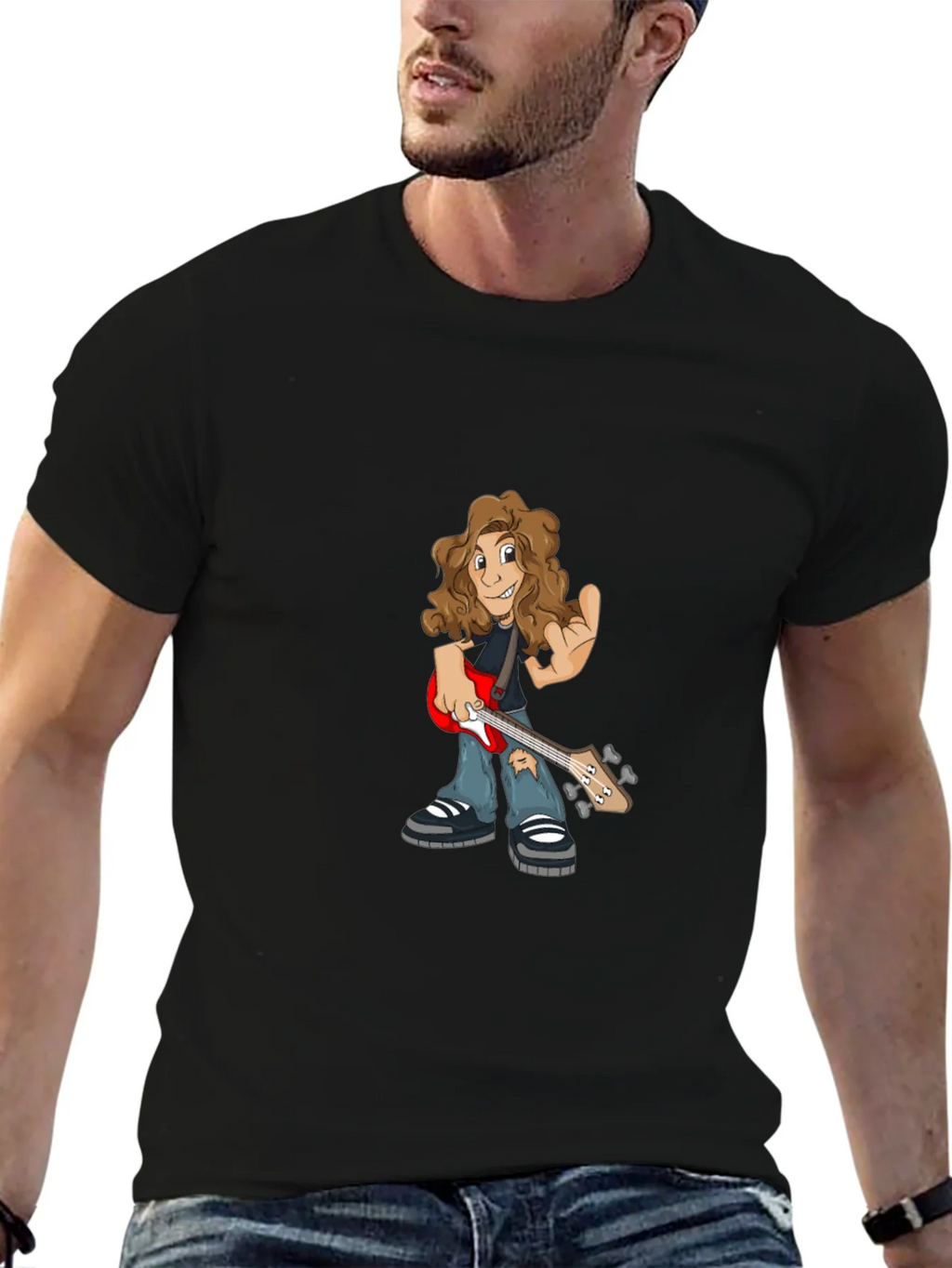 Cartoon Guitarist Graphic Tee product image 5