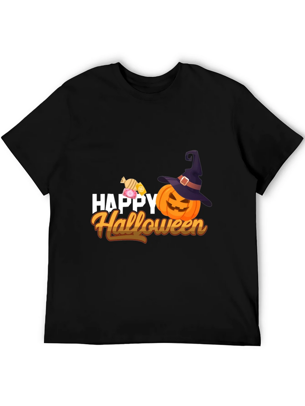 Happy Halloween T-Shirt - Pumpkin & Candy Design