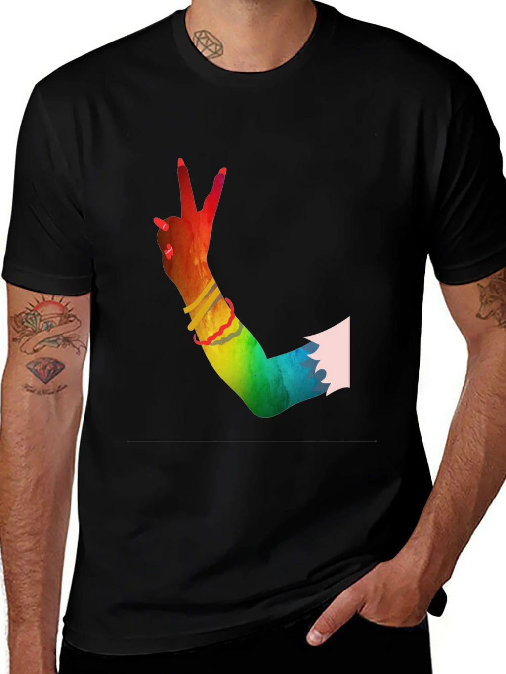 Peace Sign Hand Rainbow T-Shirt product image 1