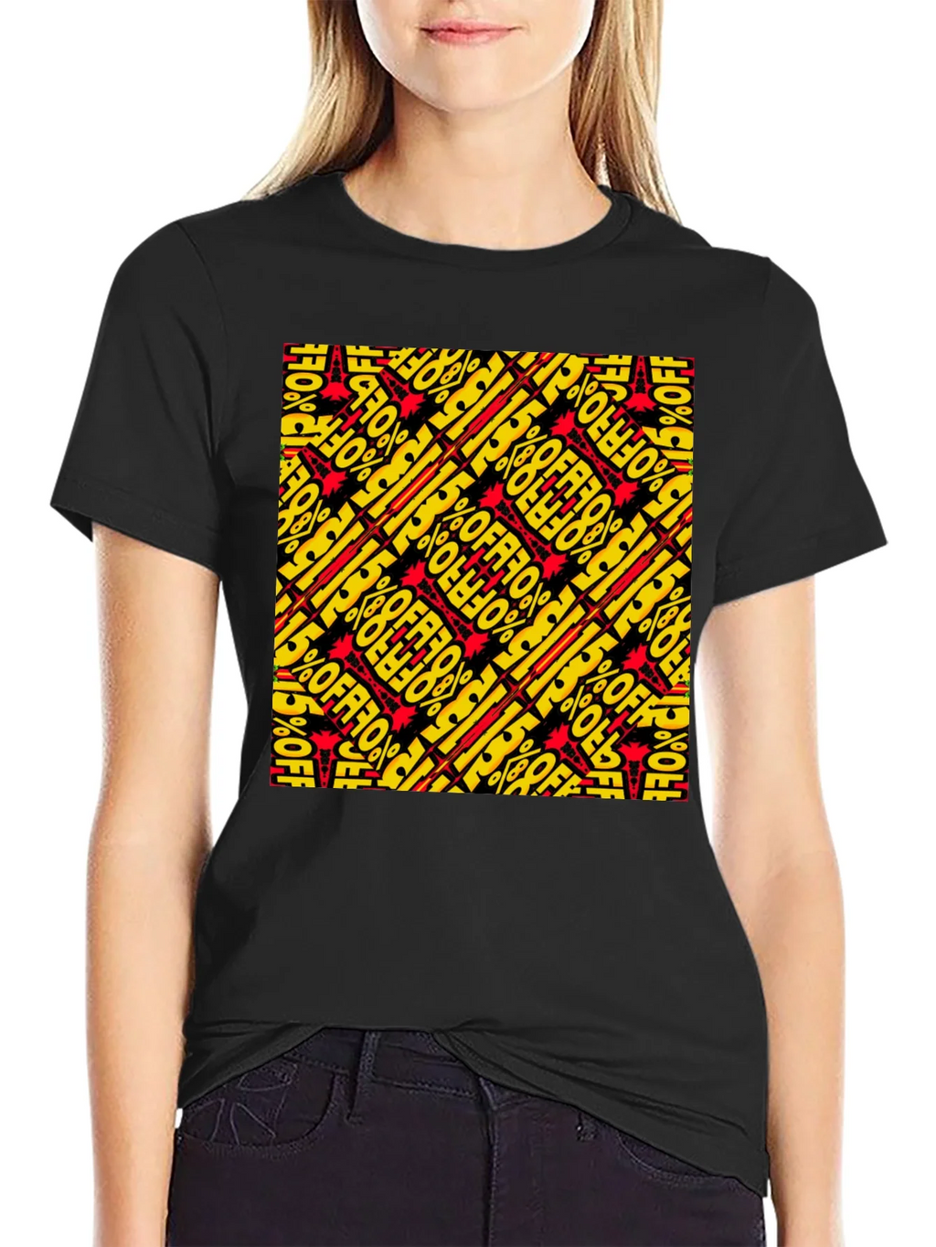 Bold 15% Off Patterned Black T-Shirt product image 2