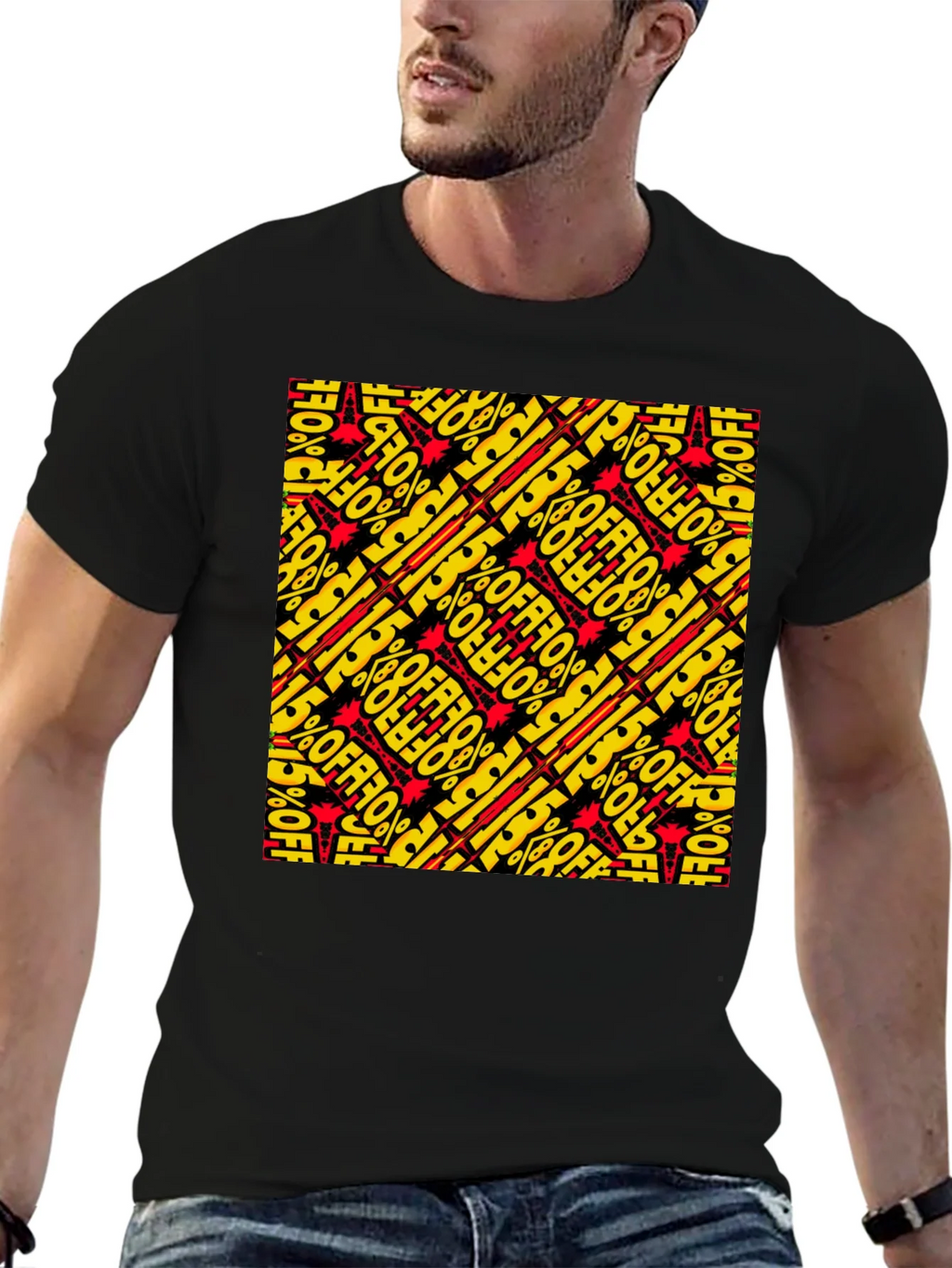 Bold 15% Off Patterned Black T-Shirt product image 6