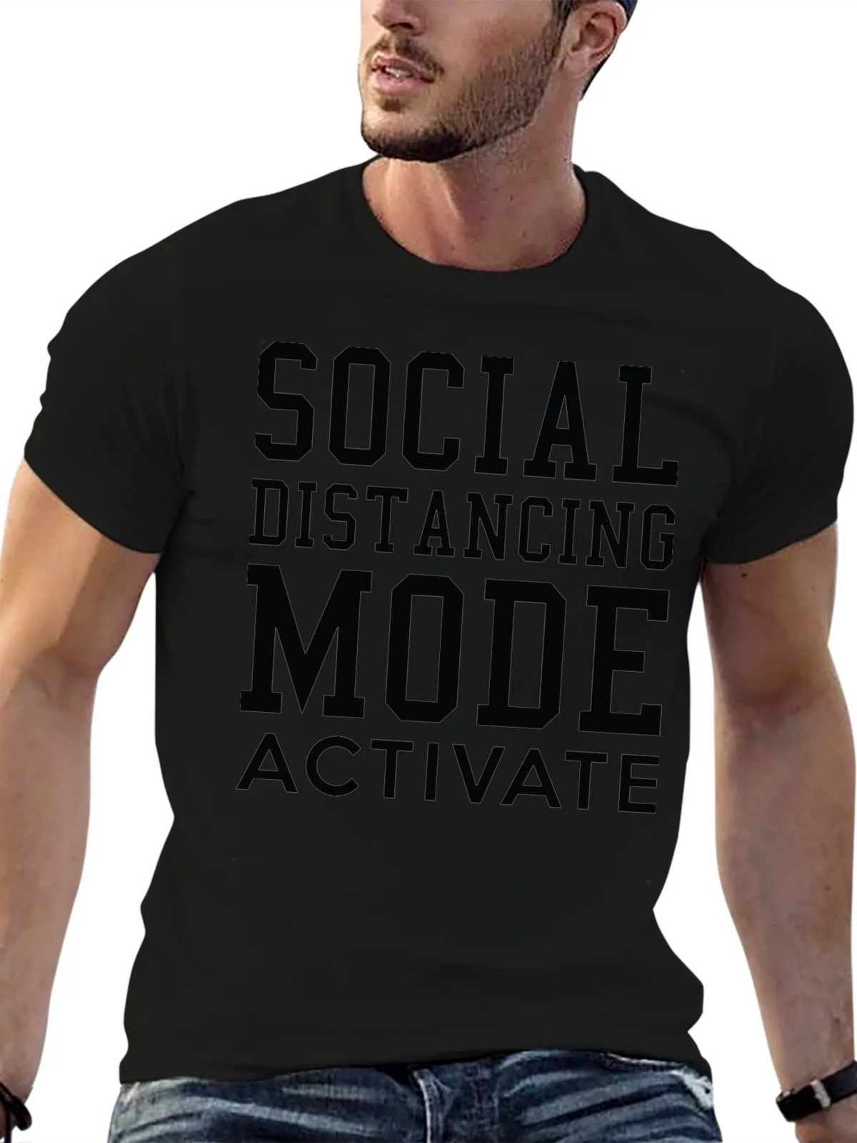 Social Distancing Mode T-Shirt - Black Graphic Tee product image 6