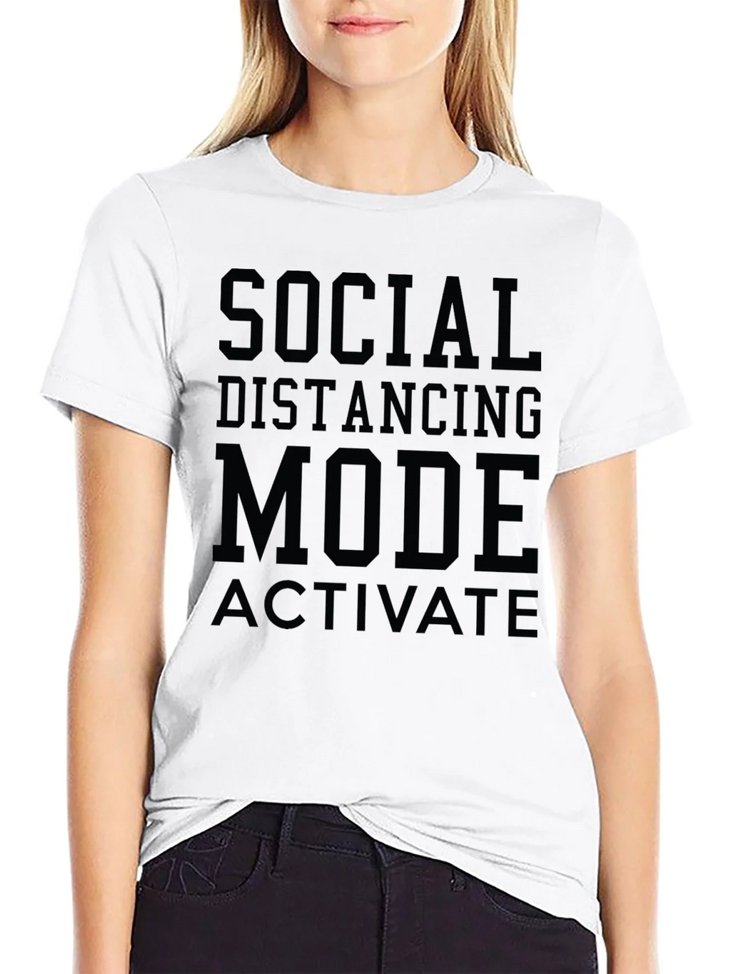 Social Distancing Mode T-Shirt - Black Graphic Tee product image 8