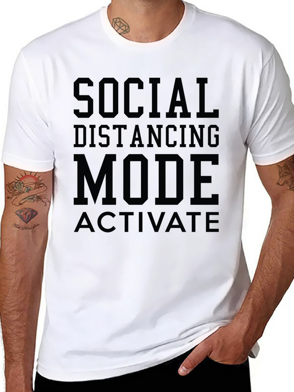 Social Distancing Mode T-Shirt - Black Graphic Tee product image 7