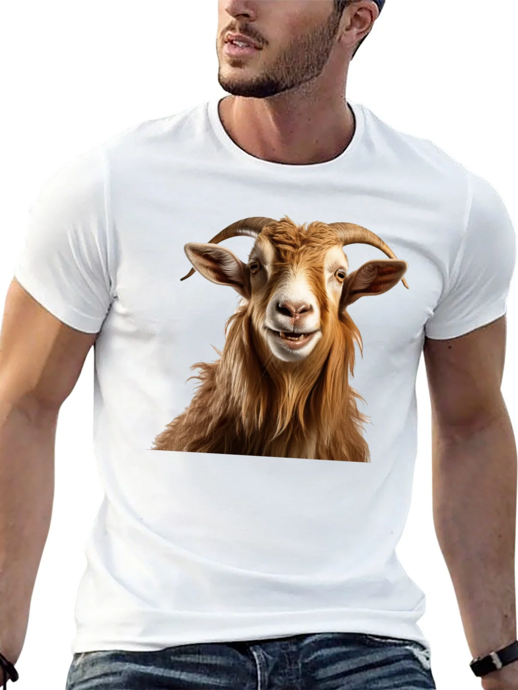 Smiling Goat Graphic Tee - Funny Animal Print product image 4