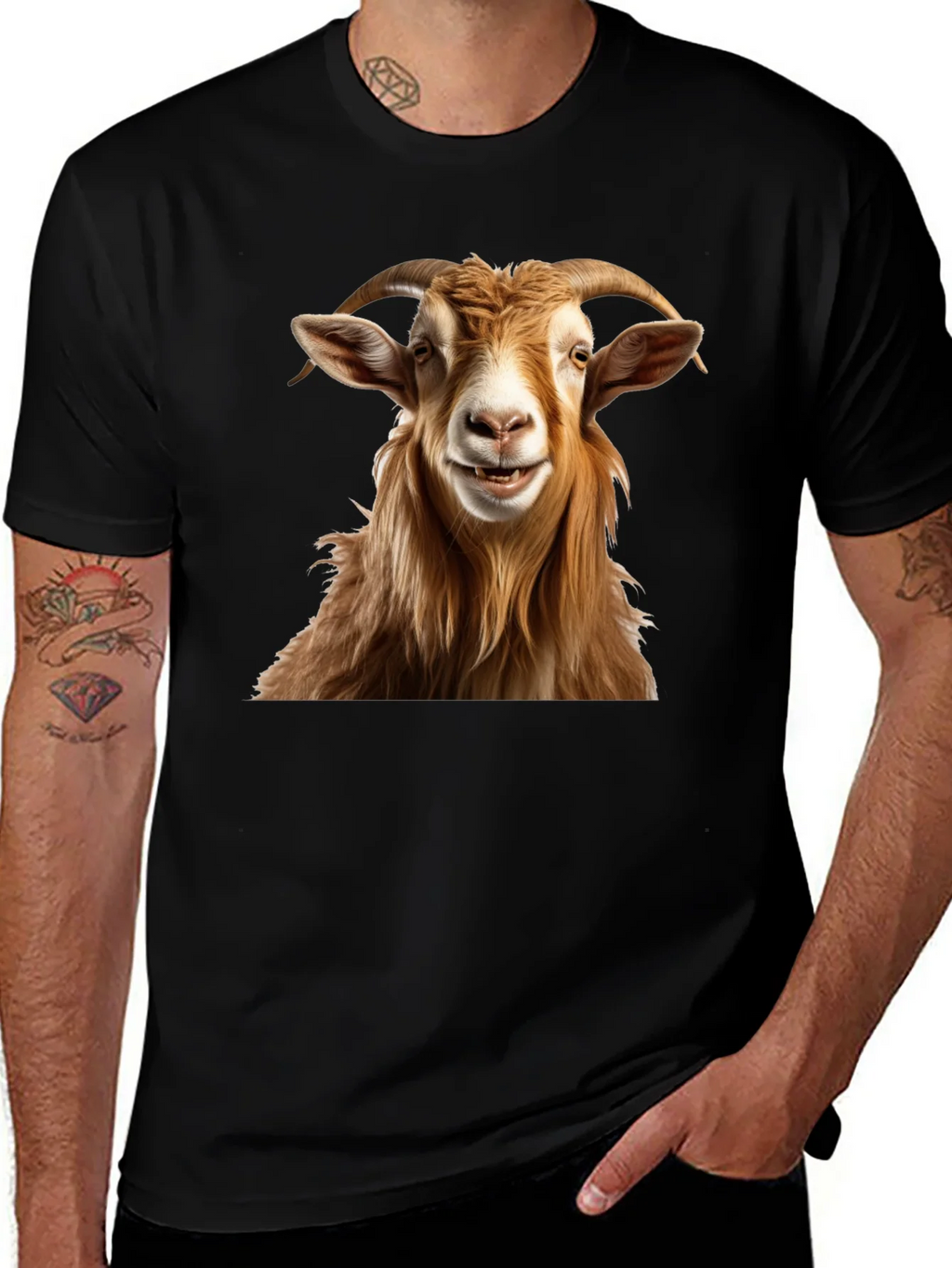 Smiling Goat Graphic Tee - Funny Animal Print product image 1