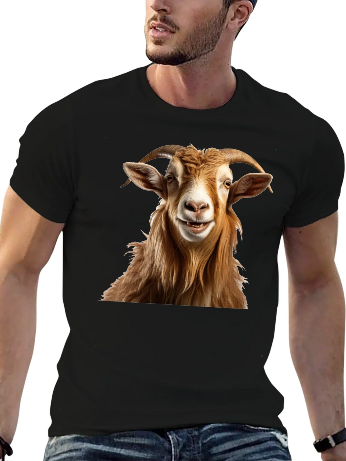 Smiling Goat Graphic Tee - Funny Animal Print product image 3
