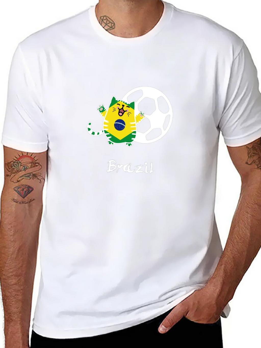 Brazil Soccer Cat Graphic Tee product image 7