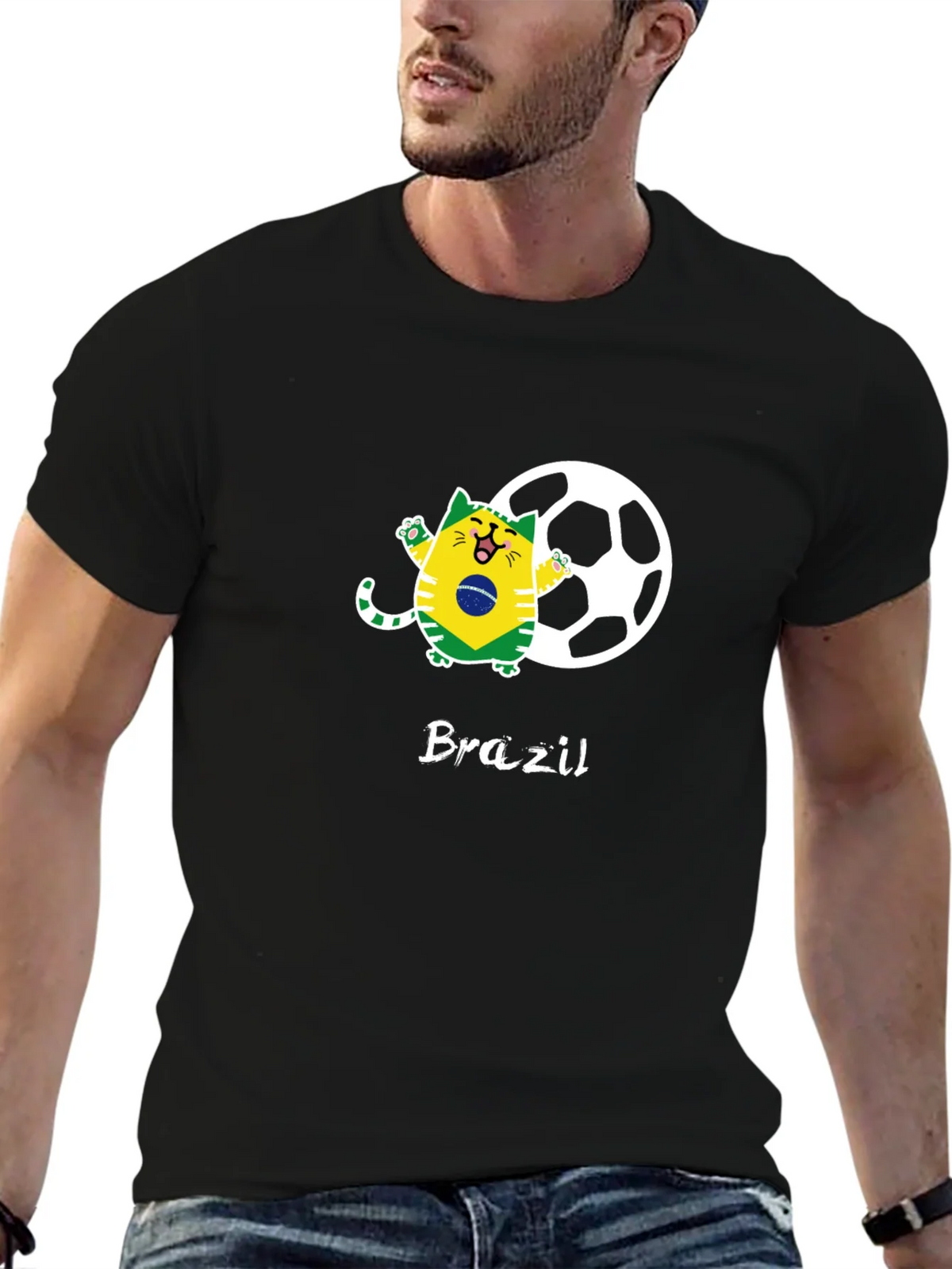 Brazil Soccer Cat Graphic Tee product image 6
