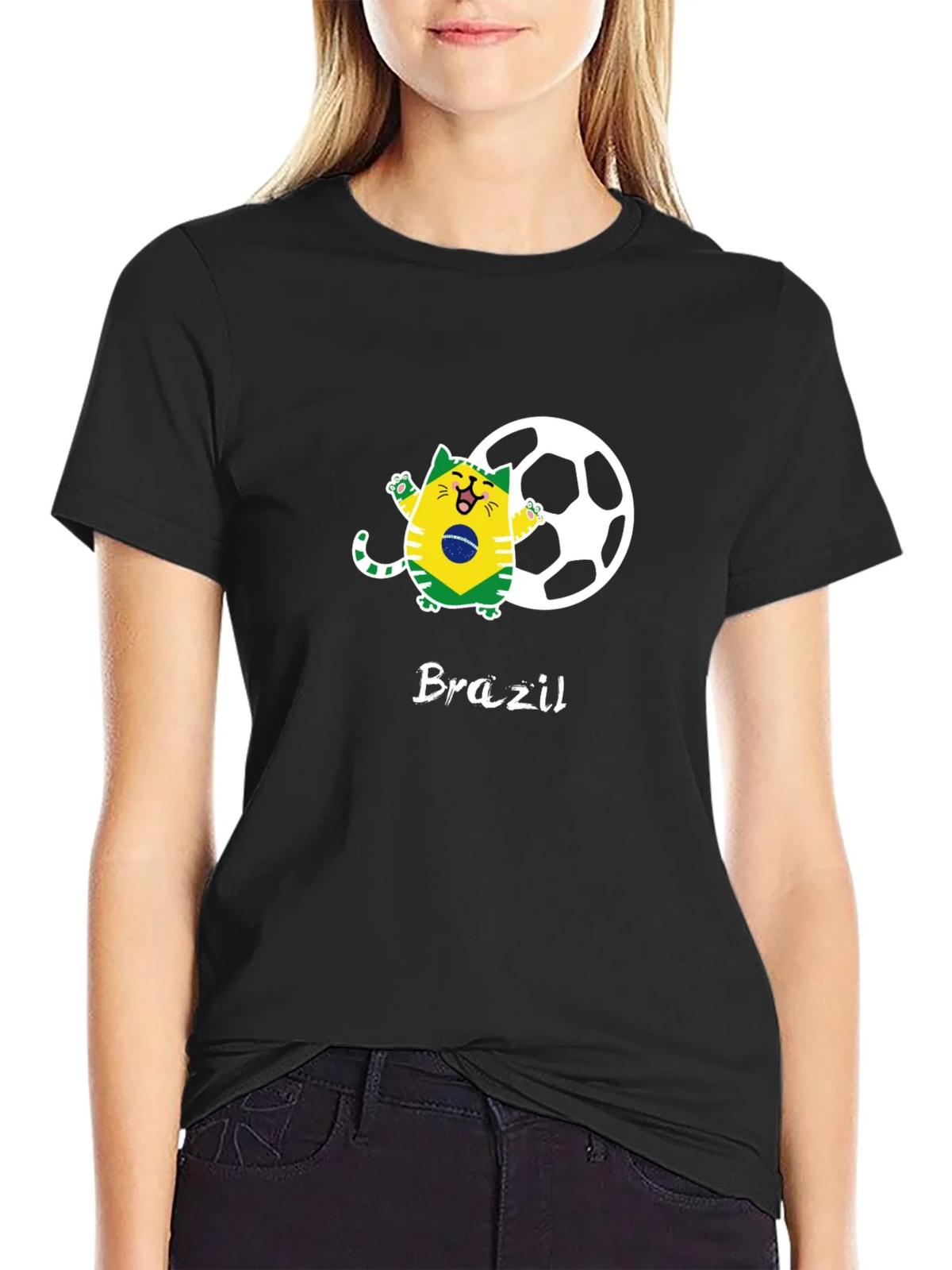 Brazil Soccer Cat Graphic Tee product image 2