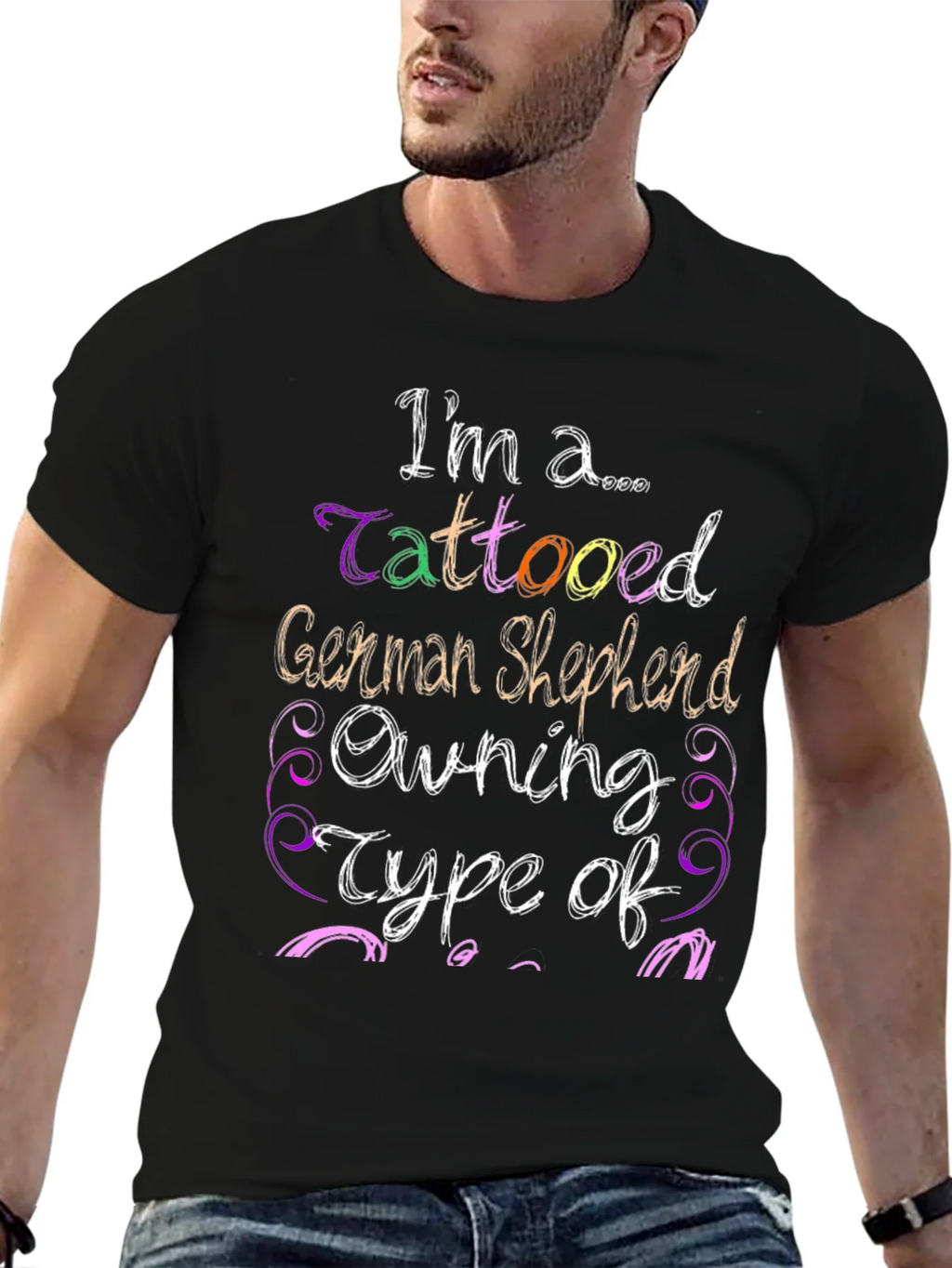 Tattooed German Shepherd Owner Black T-Shirt product image 6