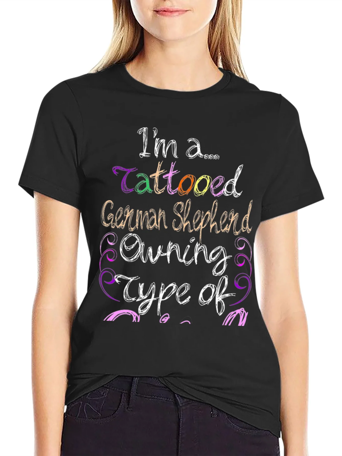 Tattooed German Shepherd Owner Black T-Shirt product image 2
