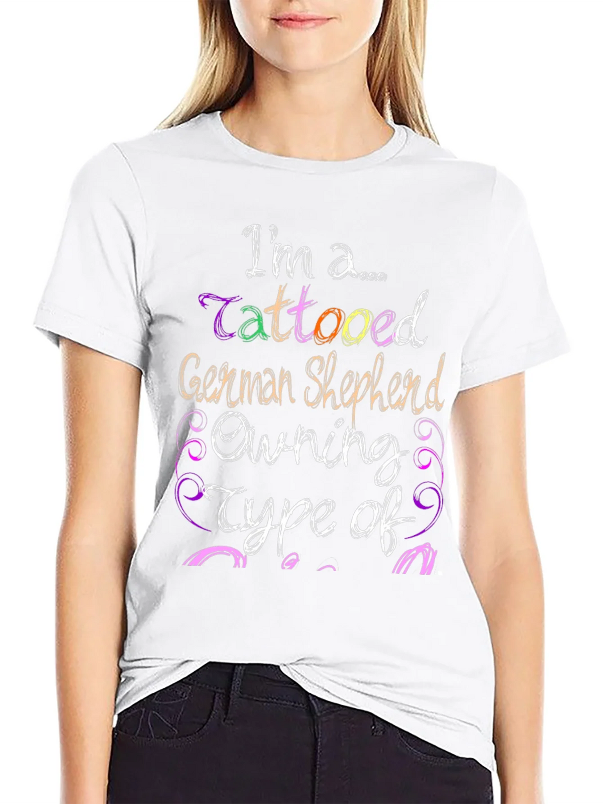Tattooed German Shepherd Owner Black T-Shirt product image 7