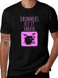 Drummer Hit It Harder Pink Graphic Tee product image 1
