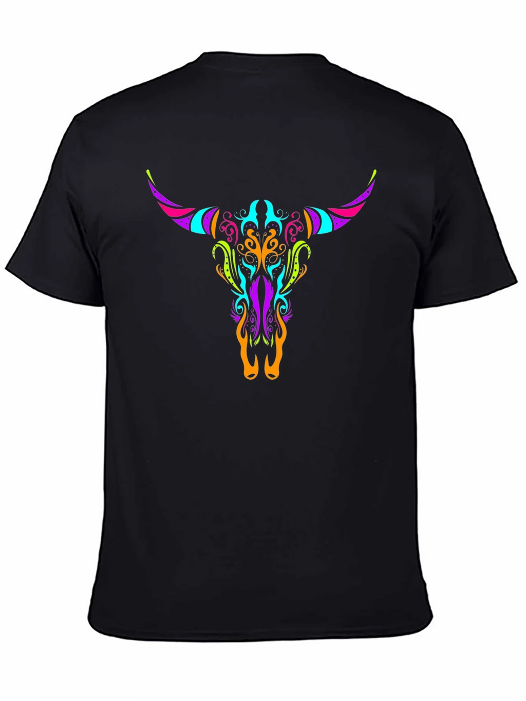 Neon Bull Skull Graphic Tee - Black product image 4