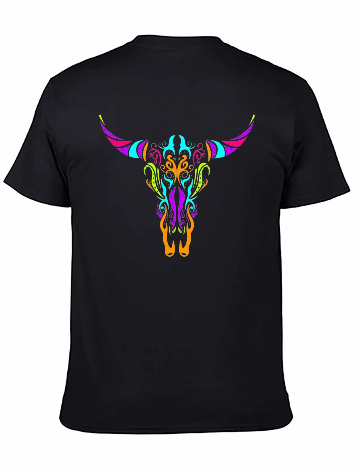 Neon Bull Skull Graphic Tee - Black product image 4