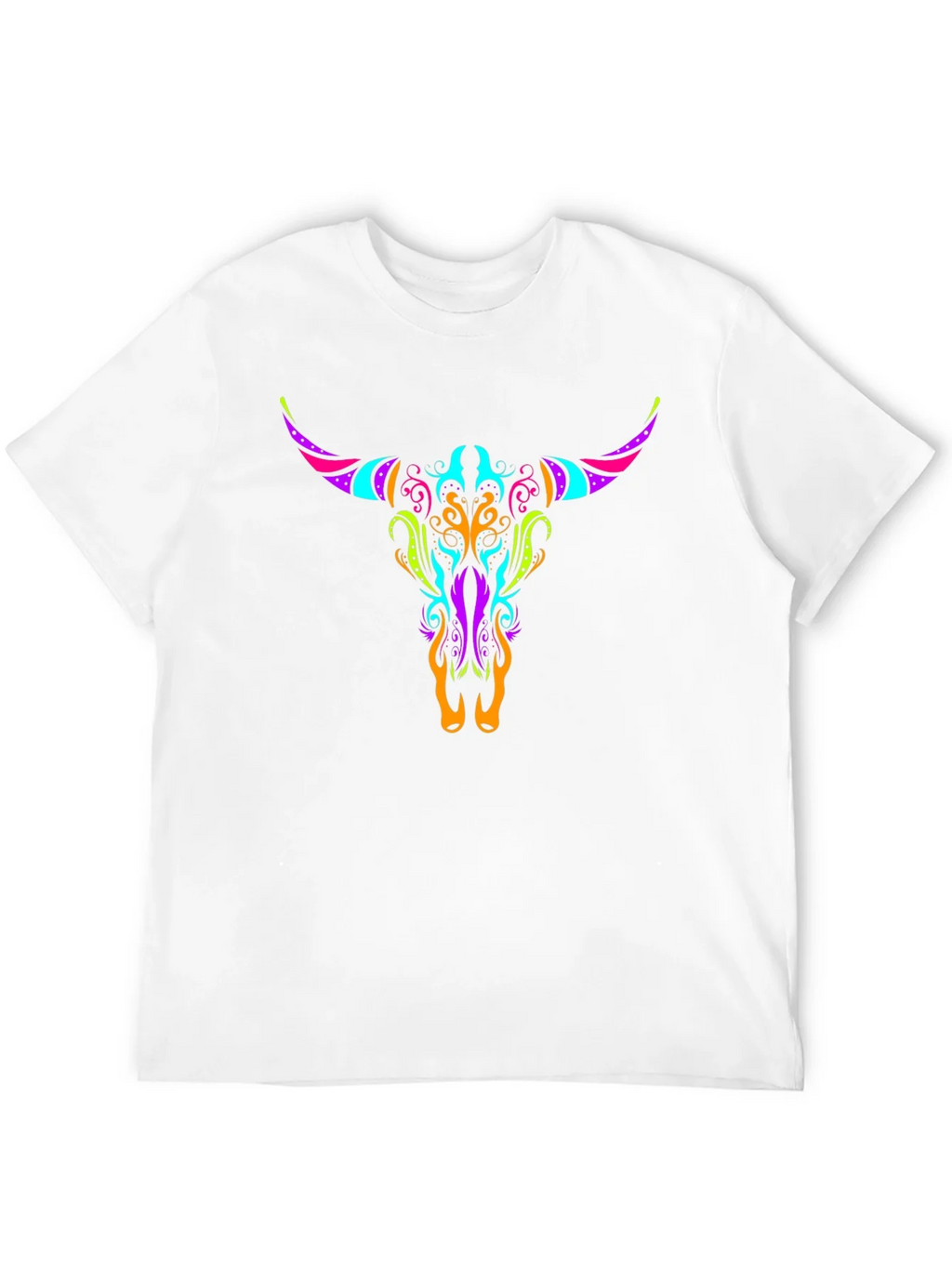 Neon Bull Skull Graphic Tee - Black product image 11