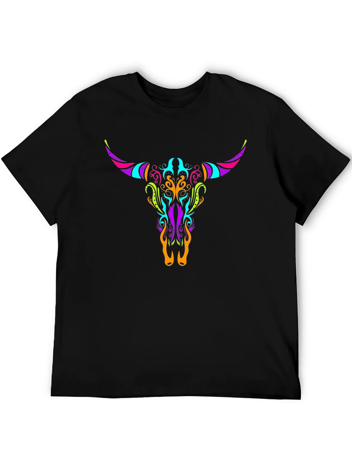 Neon Bull Skull Graphic Tee - Black product image 5