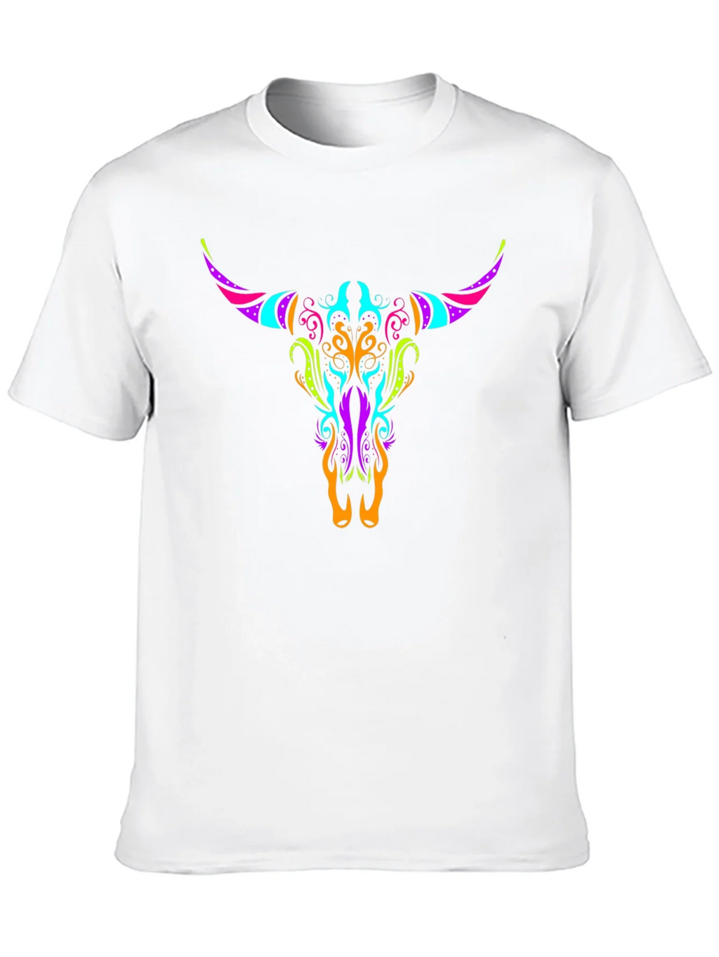 Neon Bull Skull Graphic Tee - Black product image 9