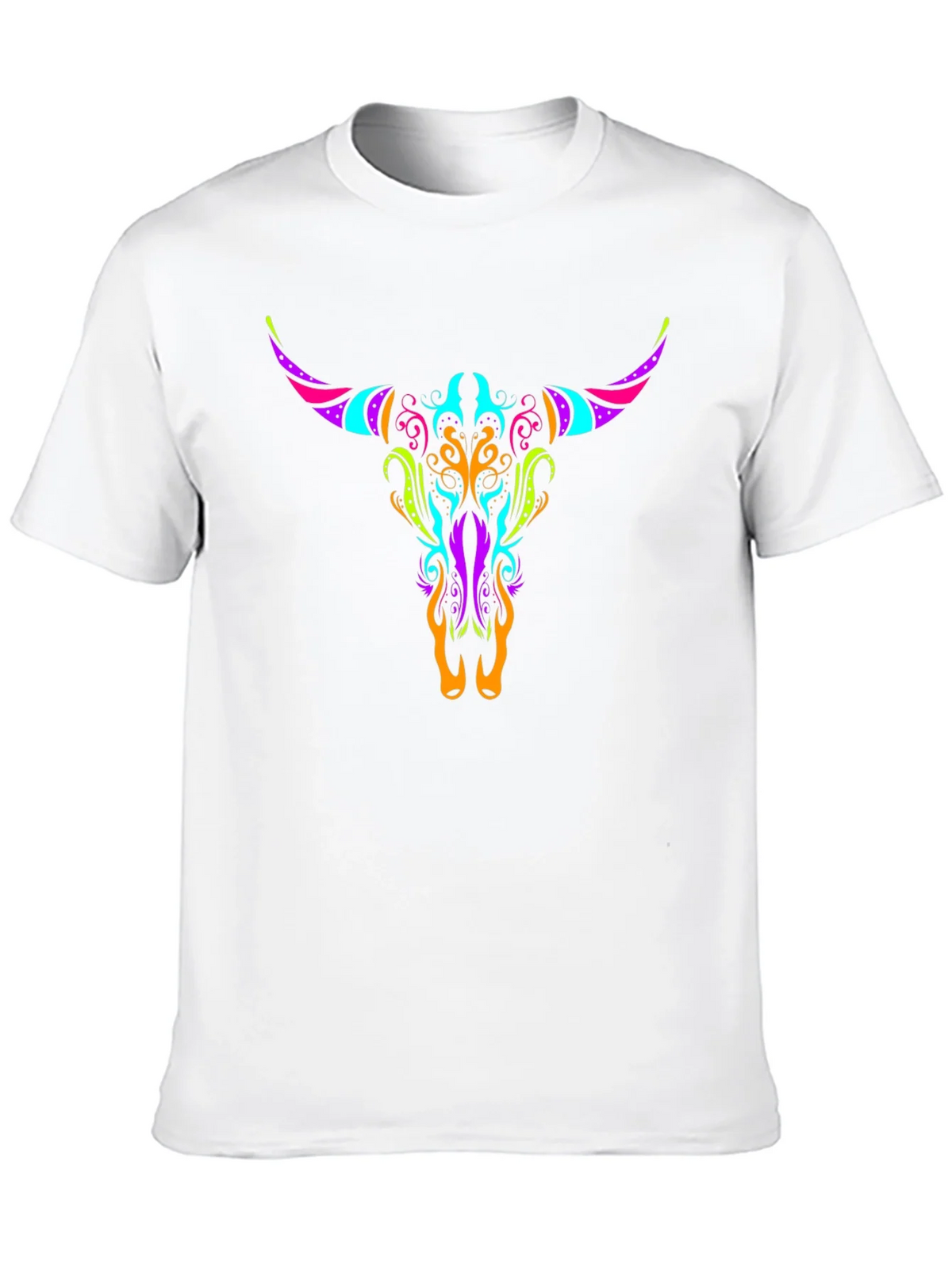 Neon Bull Skull Graphic Tee - Black product image 9