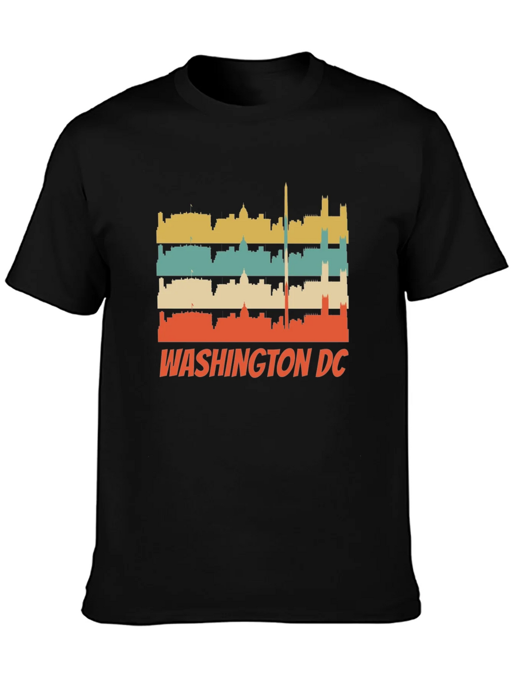 Retro Washington DC Skyline Black T-Shirt product image 2