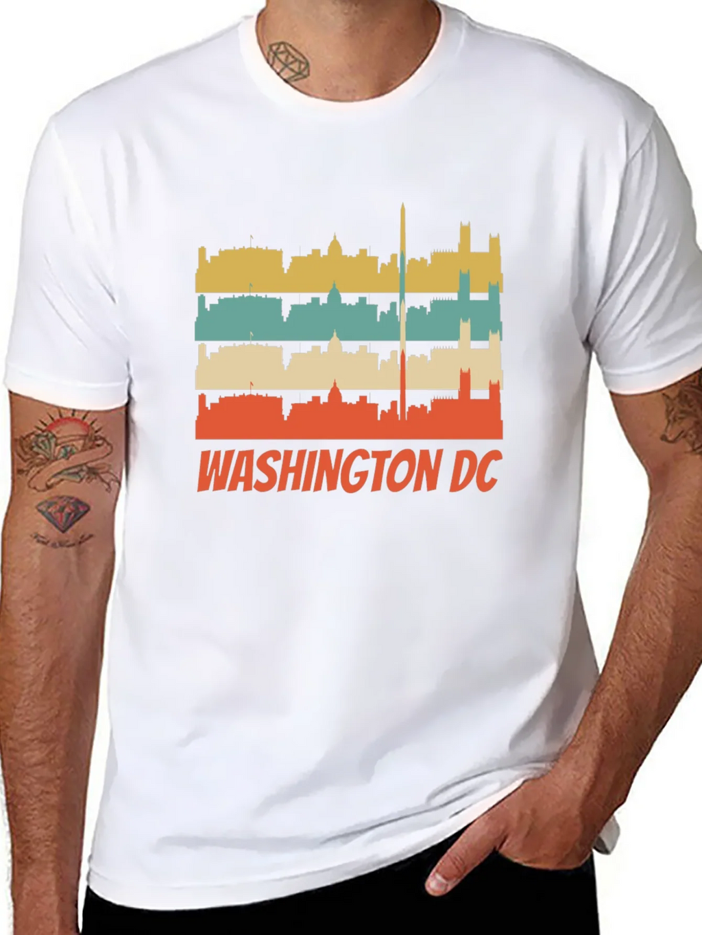 Retro Washington DC Skyline Black T-Shirt product image 5
