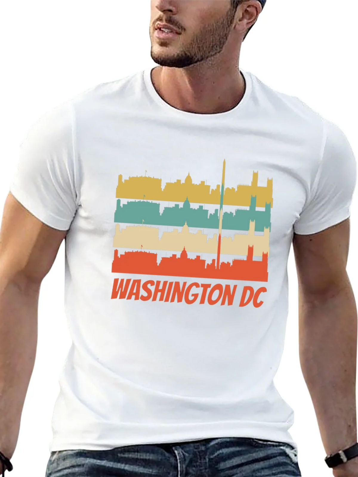 Retro Washington DC Skyline Black T-Shirt product image 8
